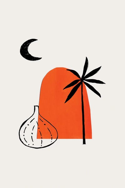 Ancient Ruin Palm Tree Vase by EnShape canvas print