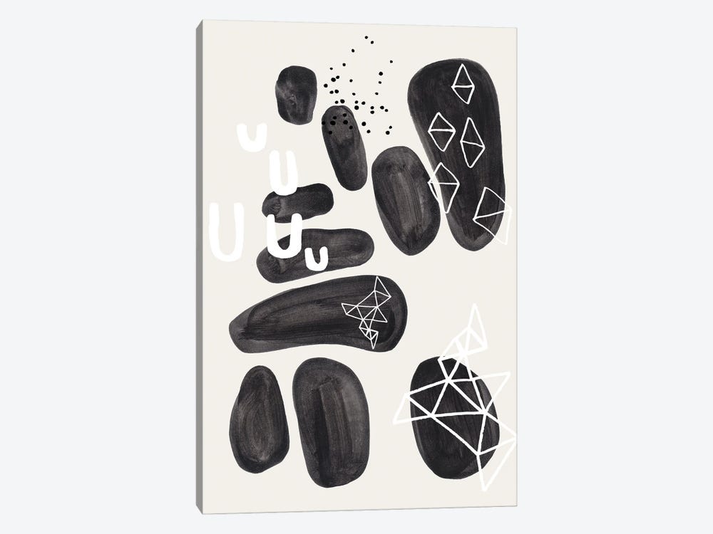 Black Ornate Pebbles by EnShape 1-piece Canvas Print