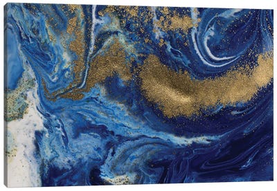 Ultramarine Gold Marble Canvas Art Print - EnShape