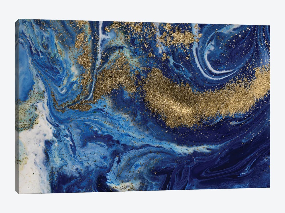Ultramarine Gold Marble by EnShape 1-piece Canvas Art Print