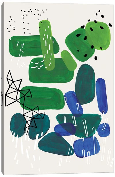 Algae Bloom Canvas Art Print - Blue & Green Art