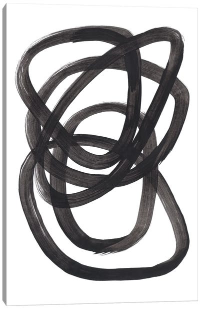 Ink Spiral Rings Canvas Art Print - Black & White Minimalist Décor