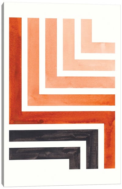 Burnt Sienna Aztec Pattern Canvas Art Print - EnShape