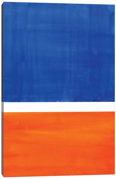 Rothko Remake Orange Blue Canvas Art Print - Linear Abstract Art