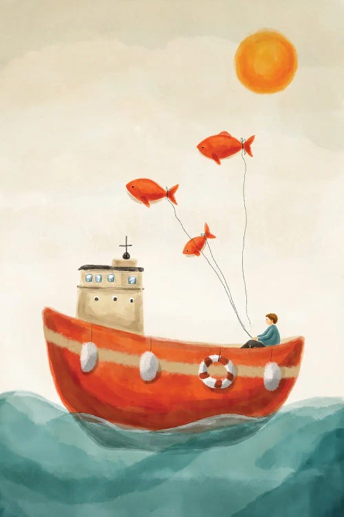 Red Boat by Evgenia Smirnova wall art