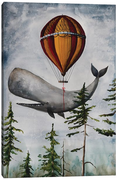Vintage Whale Canvas Art Print - Hot Air Balloon Art