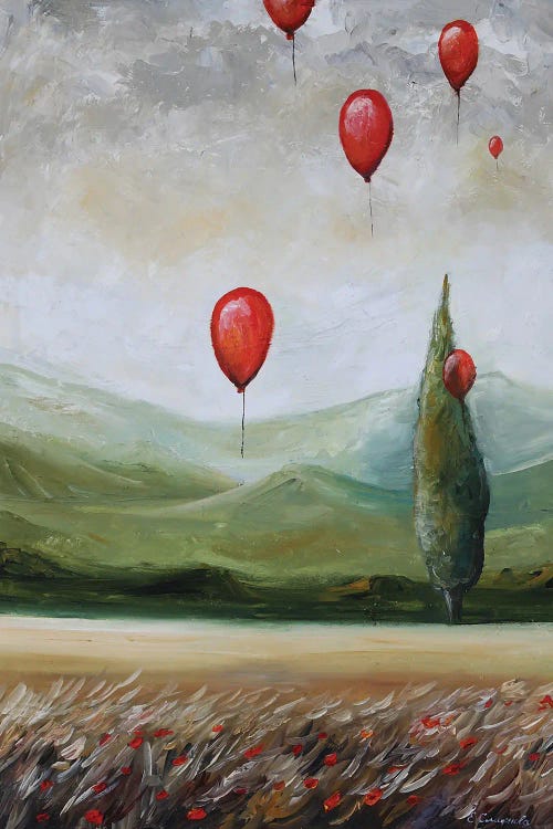 Landscape With Red Balloons