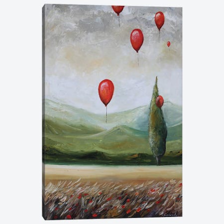 Landscape With Red Balloons Canvas Print #ENV26} by Evgenia Smirnova Canvas Art Print