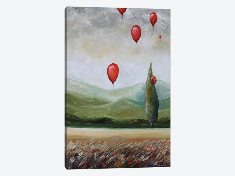 Landscape With Red Balloons by Evgenia Smirnova 1-piece Canvas Art