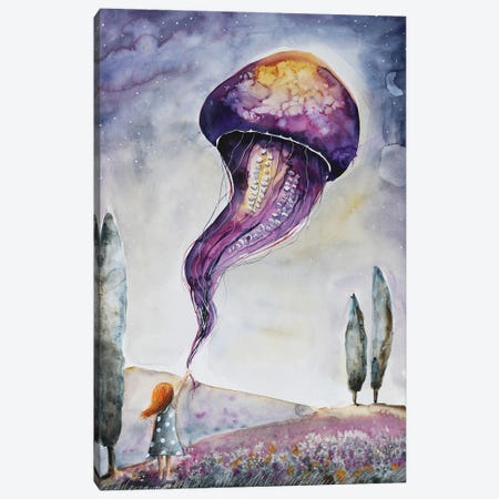 Purple Jelly Fish Canvas Print #ENV34} by Evgenia Smirnova Canvas Artwork