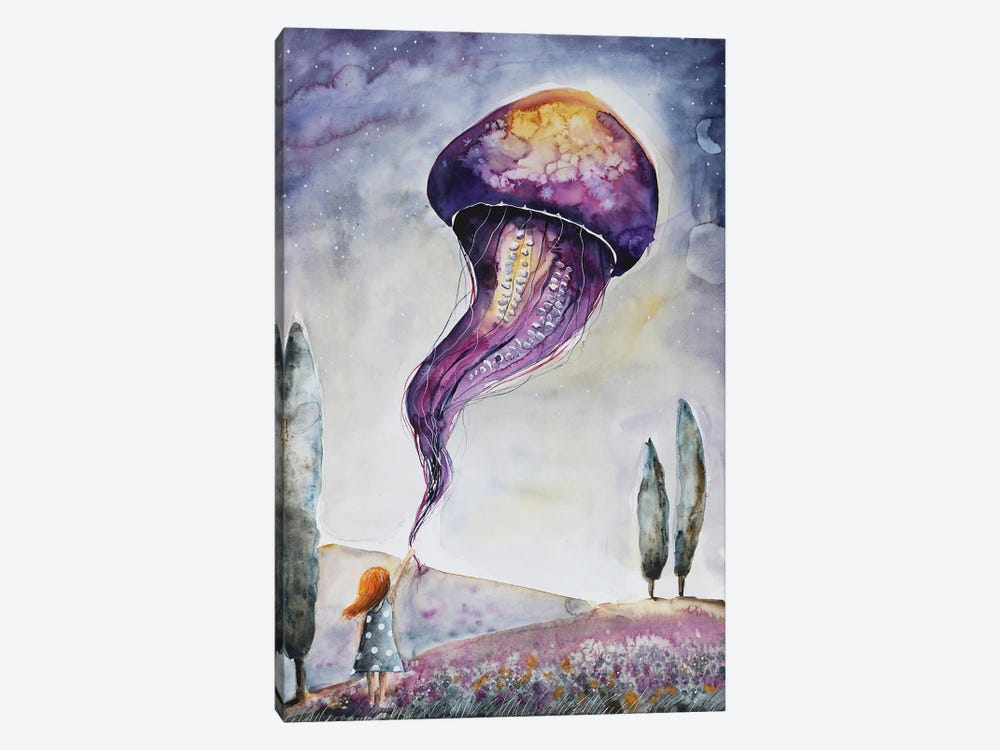 Purple Jelly Fish by Evgenia Smirnova 1-piece Canvas Print