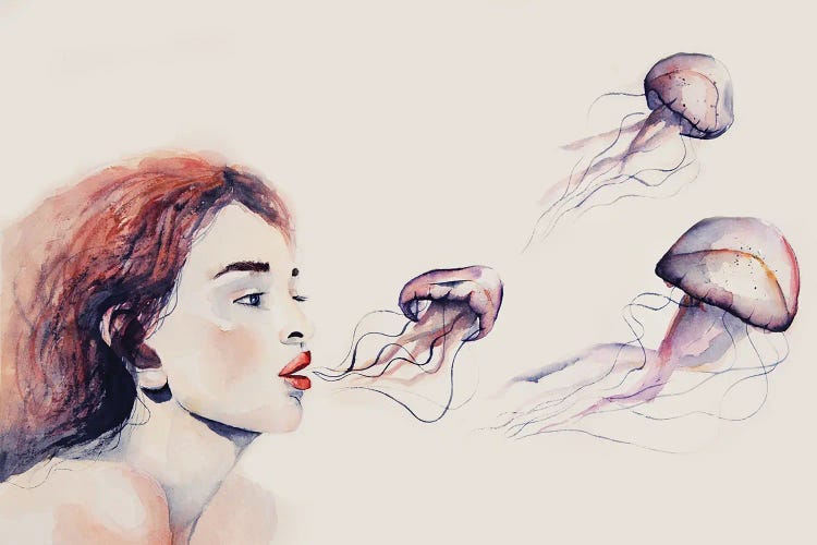 Girl With Jelly Fishes