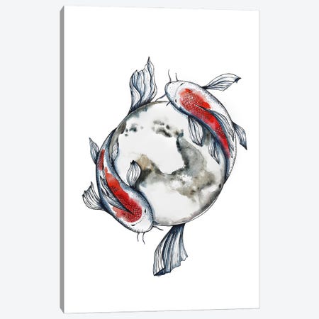 Koi Fishes And The Moon Canvas Print #ENV40} by Evgenia Smirnova Canvas Art