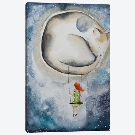 Cat Moon Canvas Print #ENV42} by Evgenia Smirnova Canvas Art