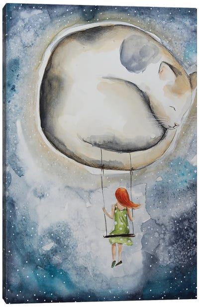 Cat Moon Canvas Art Print - Evgenia Smirnova