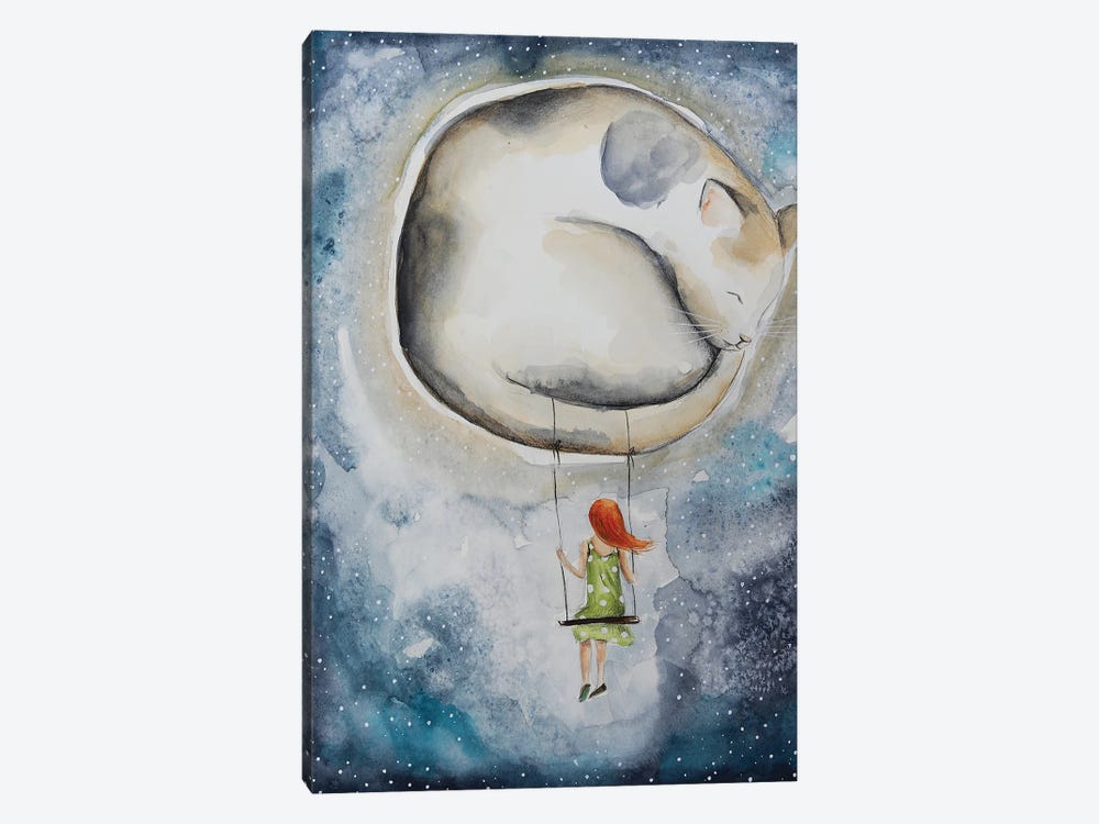 Cat Moon by Evgenia Smirnova 1-piece Canvas Artwork