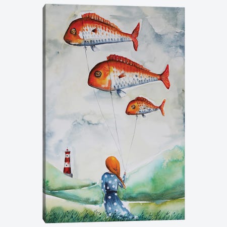 Girl With Fishes Canvas Print #ENV47} by Evgenia Smirnova Canvas Print