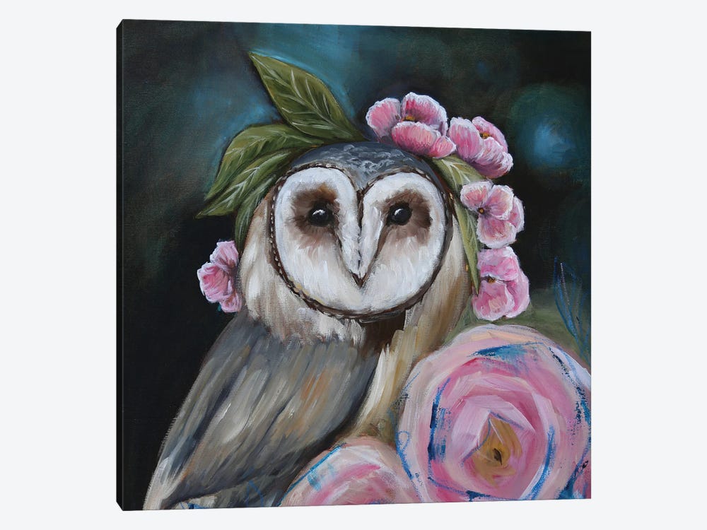 The Owl With Roses by Evgenia Smirnova 1-piece Canvas Print