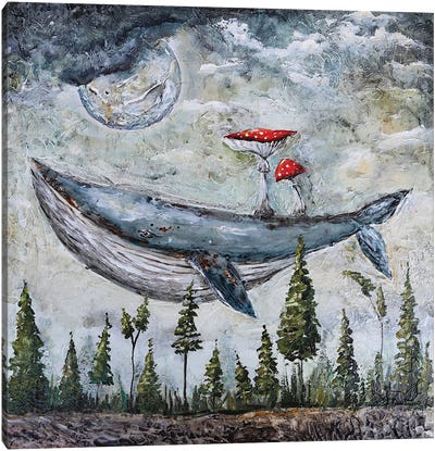 Visionary Whale Canvas Art Print - Mushroom Art