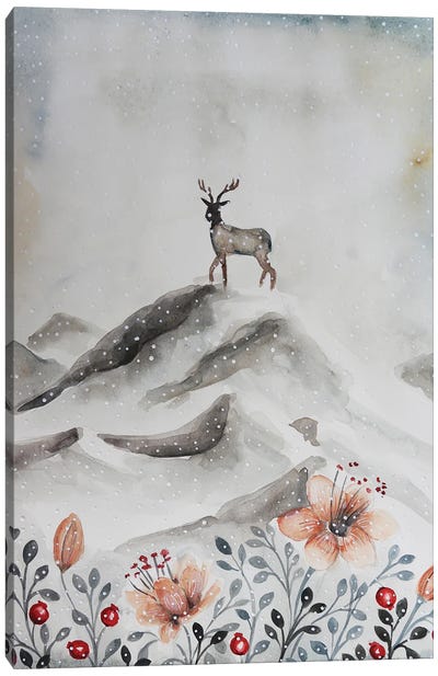 Deer On The Mountain Canvas Art Print - Evgenia Smirnova