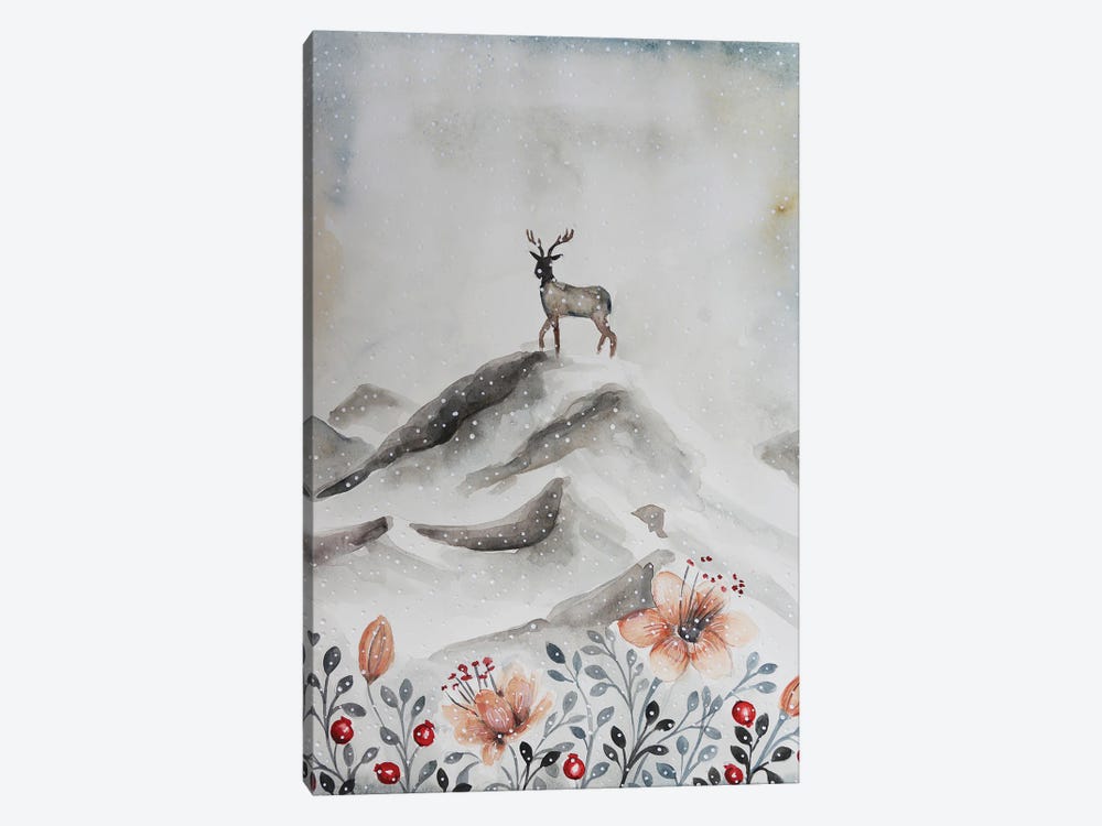 Deer On The Mountain by Evgenia Smirnova 1-piece Canvas Print