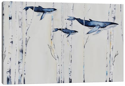 Whales In The Birch Woods Canvas Art Print - Evgenia Smirnova