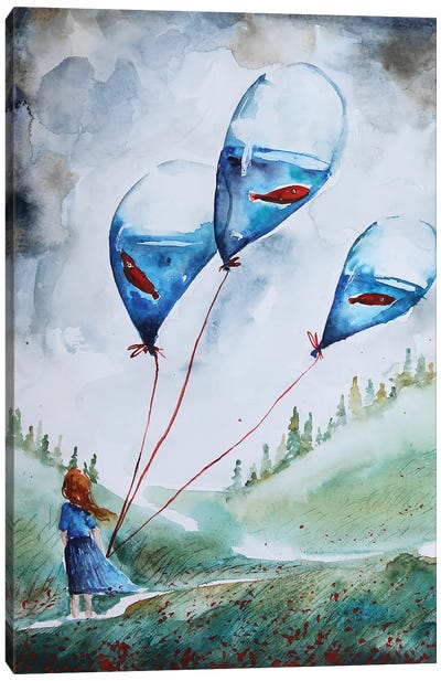 Windy Day Canvas Art Print - Balloons