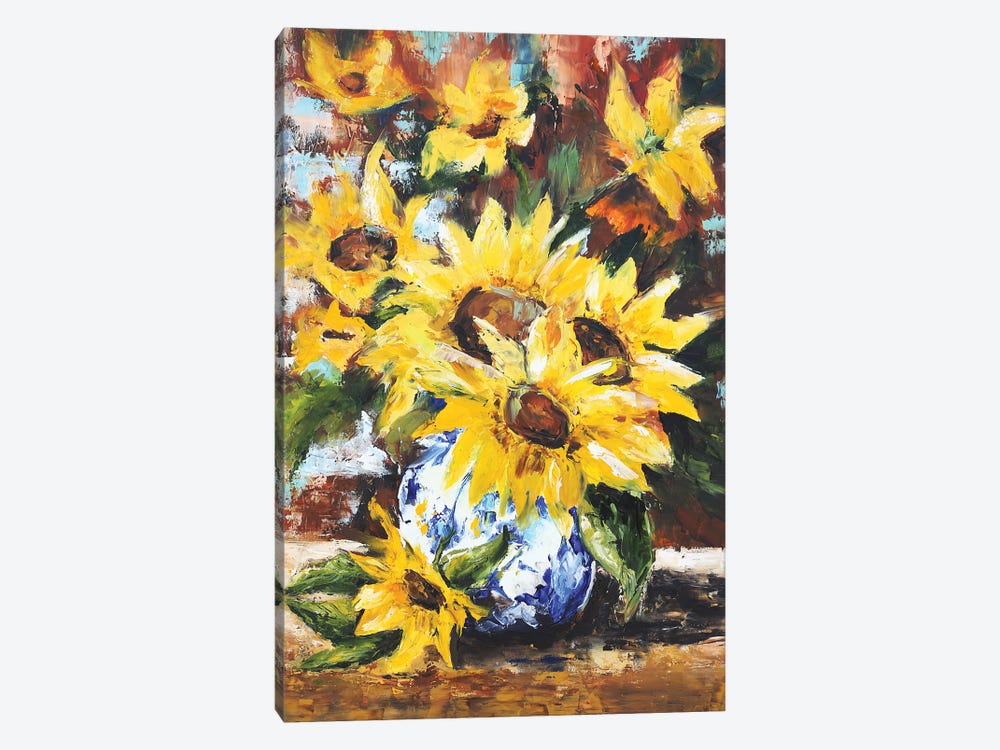 Sunflowers In Vase by Evgenia Smirnova 1-piece Canvas Wall Art