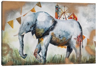 The Journey Of An Elephant Canvas Art Print - Evgenia Smirnova