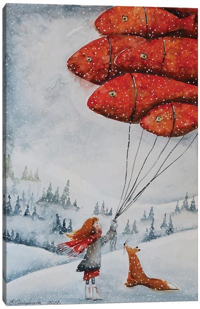 Let It Snow Canvas Art Print - Winter Wonderland