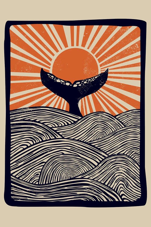 Ocean Linocut Style