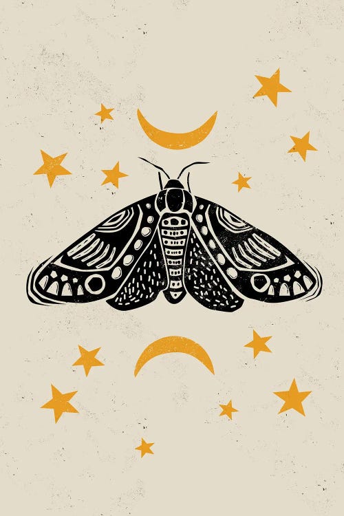Moth Linocut Style by Evgenia Smirnova wall art