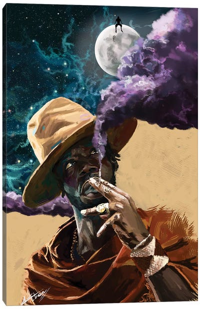 Star Gazing Canvas Art Print - Smoking Art