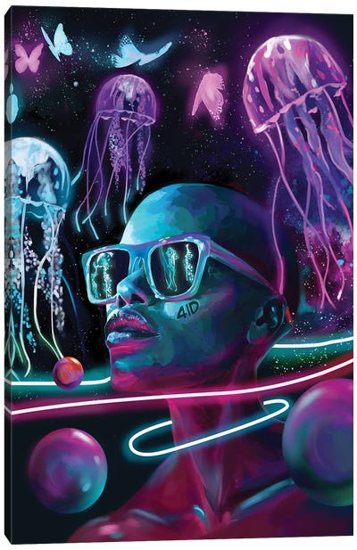 Neon Dreams Canvas Art Print - Afrofuturism