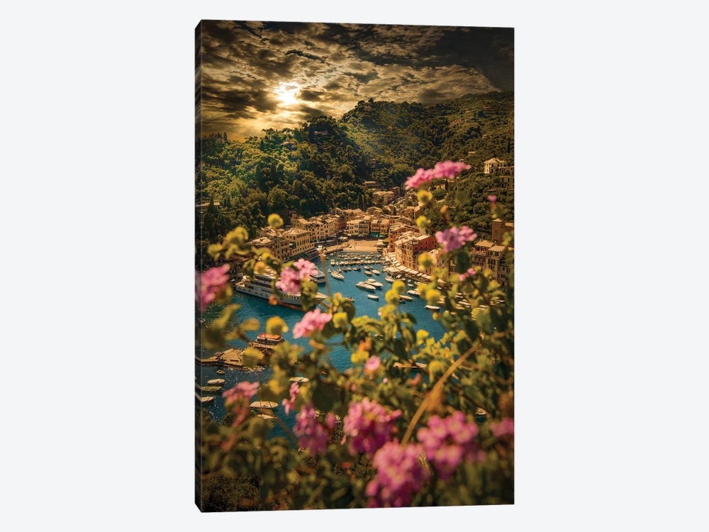 Portofino With Flowers by Enzo Romano 1-piece Canvas Print