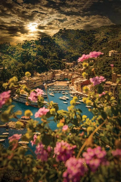 Enzo Romano: Portofino With Flowers by Enzo Romano
