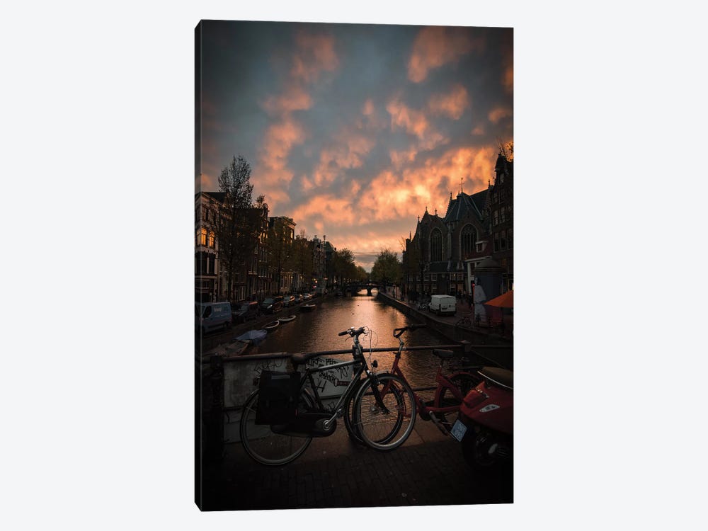 Sunset In Amsterdam by Enzo Romano 1-piece Canvas Art Print