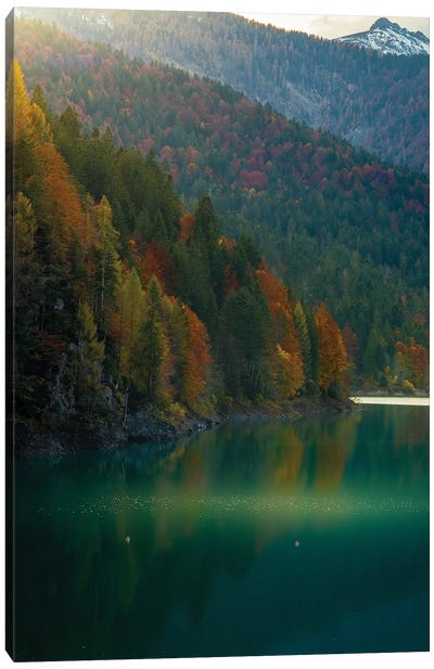 Lake Sauris Autumn Canvas Art Print - Enzo Romano