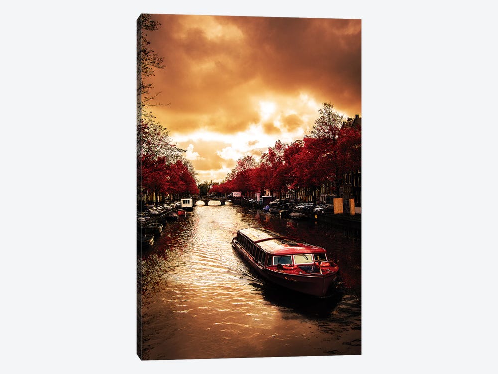 Red Leaves In Amsterdam by Enzo Romano 1-piece Canvas Print