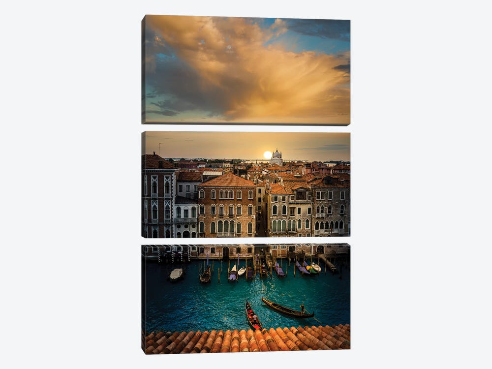 Sunset In Venice by Enzo Romano 3-piece Canvas Print
