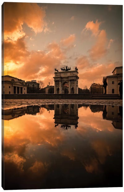 Arco Della Pace Sunset Canvas Art Print - Moody Lit Photography