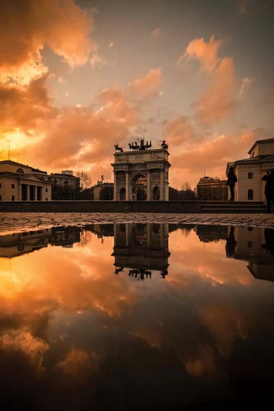 Lombardy: Arco Della Pace Sunset by Enzo Romano
