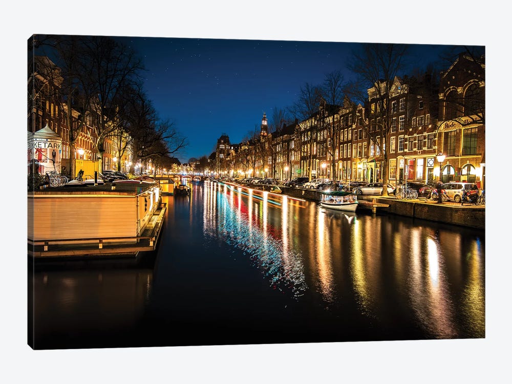 Amsterdam By Night by Enzo Romano 1-piece Canvas Wall Art
