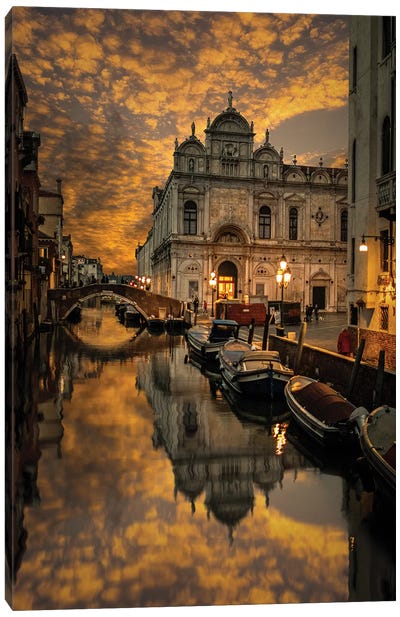 Rainy Day In Venice Canvas Art Print - Enzo Romano