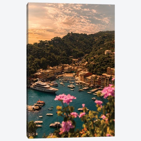 Portofino with flower Canvas Print #ENZ85} by Enzo Romano Art Print