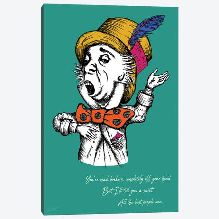 Alice in Wonderland The Mad Hatter Colour Canvas Print #EOR11} by Eleanor Stuart Canvas Art