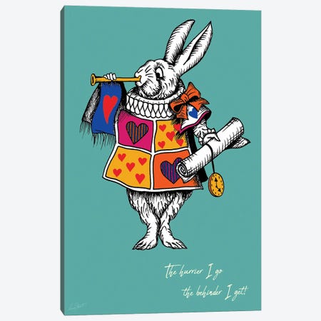 Alice in Wonderland The White Rabbit Colour Canvas Print #EOR17} by Eleanor Stuart Art Print