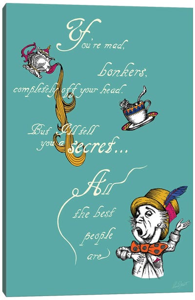 Alice in Wonderland You're Mad Colour Canvas Art Print - The Mad Hatter