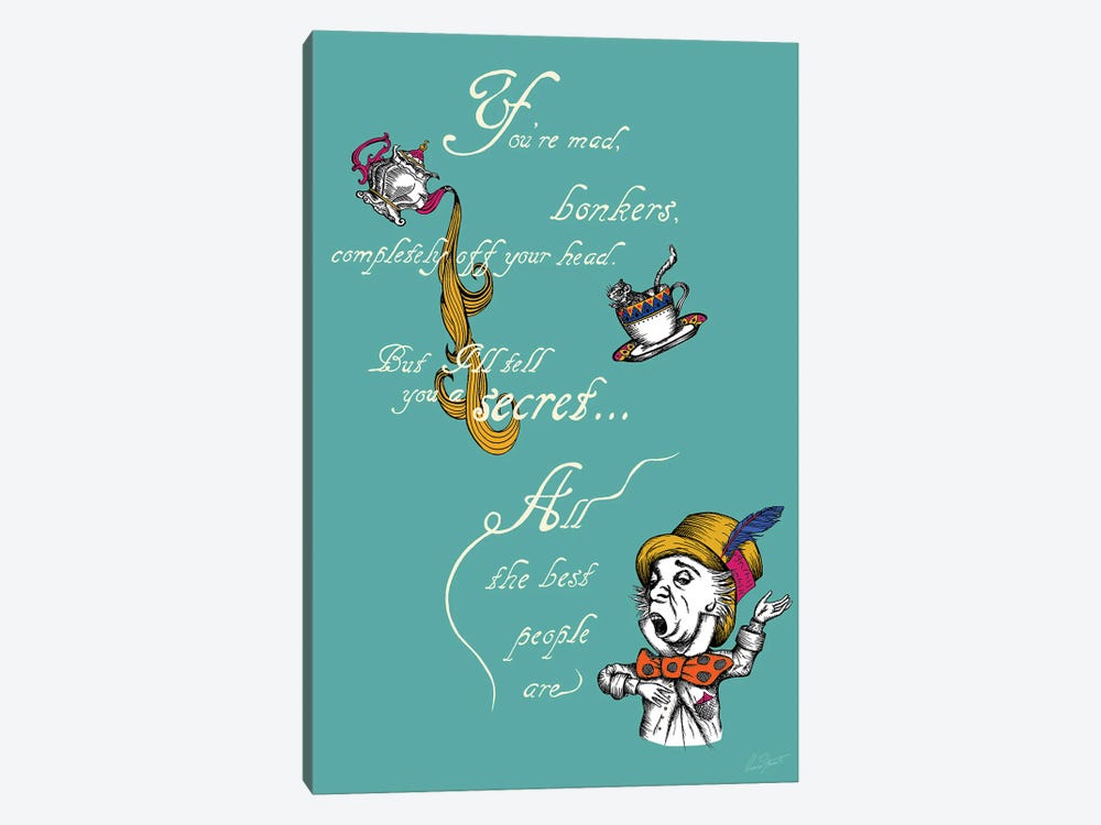 Alice in Wonderland You're Mad Colour by Eleanor Stuart 1-piece Canvas Art Print
