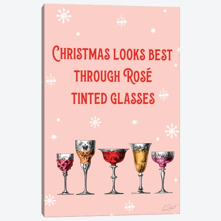 Christmas Looks Best Through Rosé Tinted Glasses Canvas Print #EOR67} by Eleanor Stuart Canvas Art